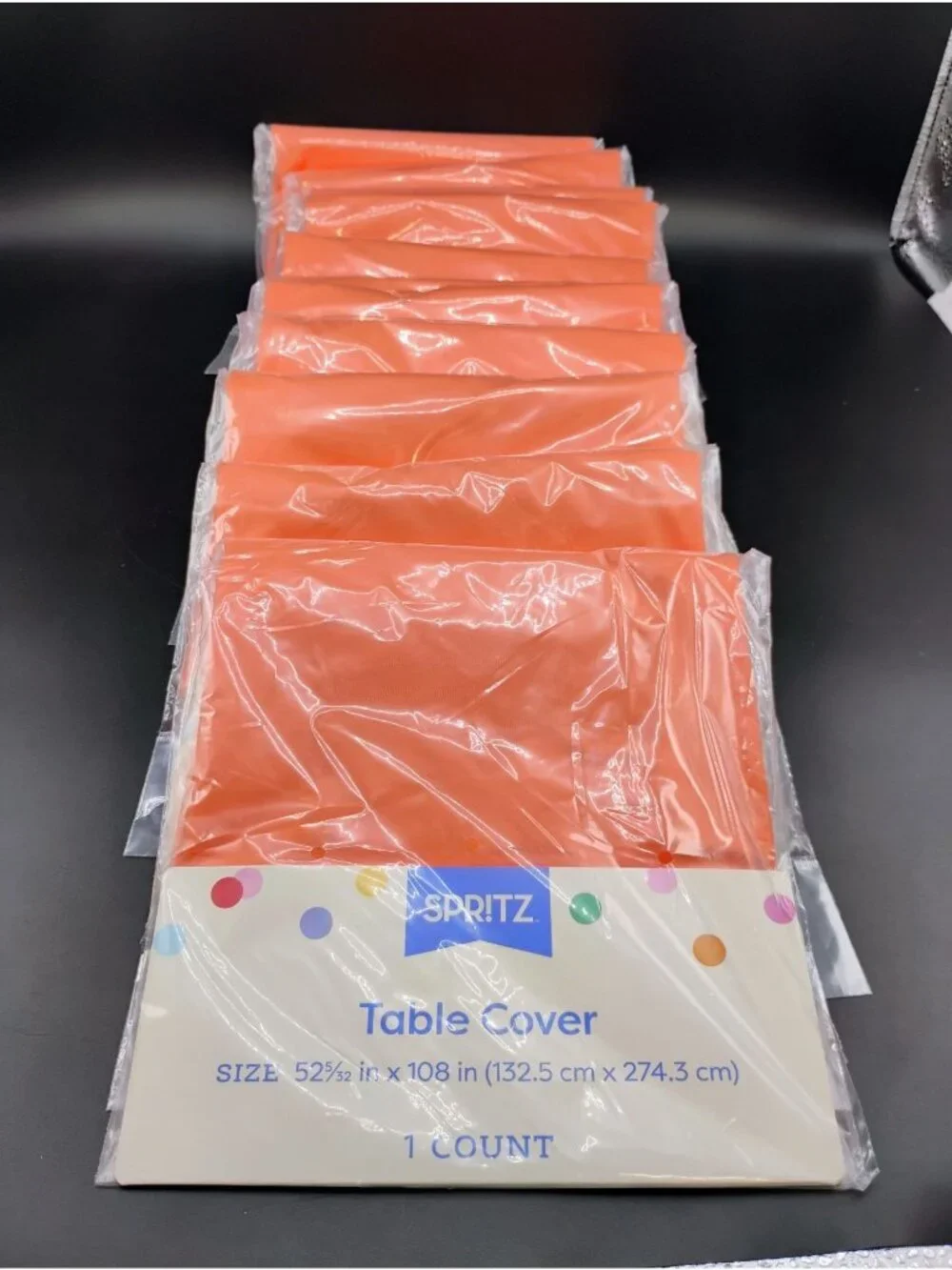 Orange Table Covers By Spritz 52.5x108 Inch Pack Of 8 New